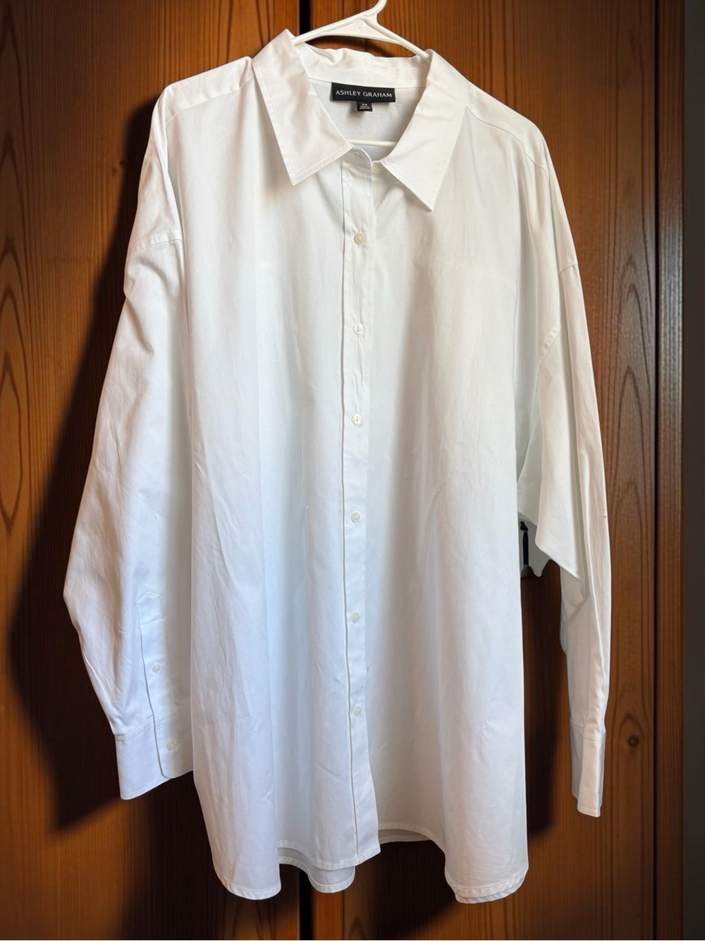 NWT Ashley Graham Pure White Oversized Long Sleeve Button Down Shirt Size 4X